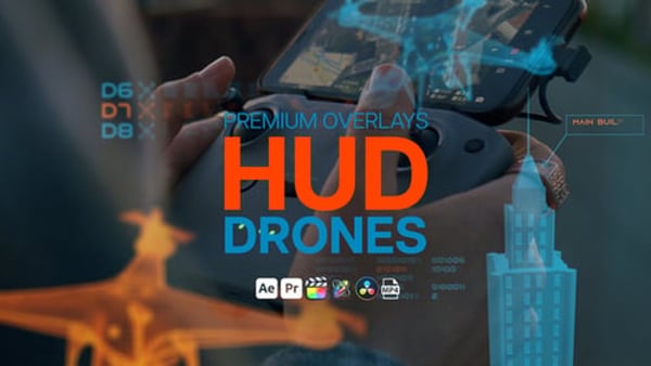 Premium Overlays HUD Drones – Futuristic Interface Graphics for High-Tech Video Projects