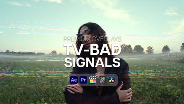 Premium Overlays TV Bad Signals - Retro Analog Glitch Motion Effects Pack
