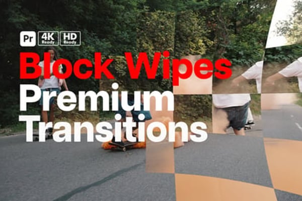 Premium Transitions Block Wipes for Premiere Pro - Geometric Block Transition Effects Pack