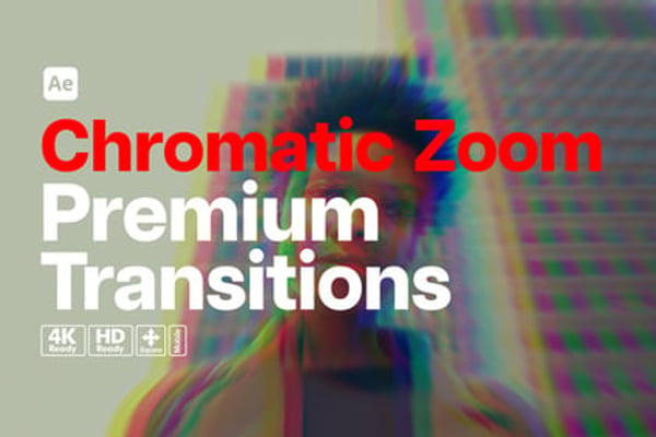 Premium Transitions Chromatic Zoom - RGB Split Fast Zoom Transition Effects Pack