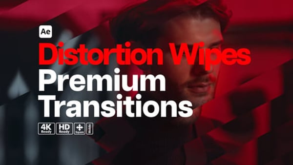 Premium Transitions Distortion Wipes - Glitch Warp Impact Transition Effects Pack