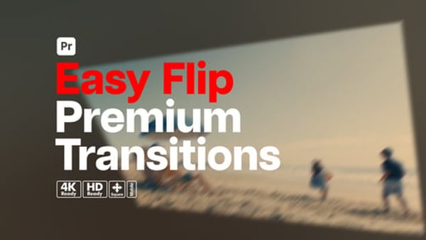 Premium Transitions Easy Flip for Premiere Pro - Smooth 3D Rotation Transition Effects Pack
