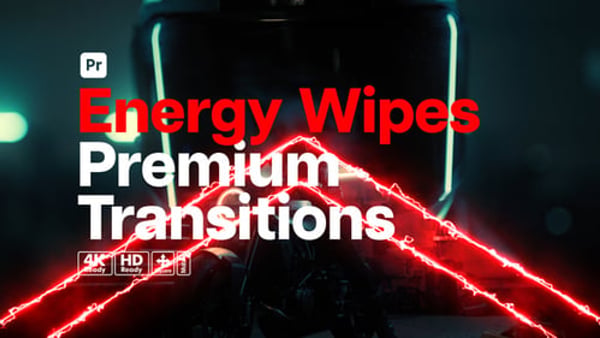 Premium Transitions Energy Wipes for Premiere Pro - Dynamic Electric Impact Transition Effects Pack