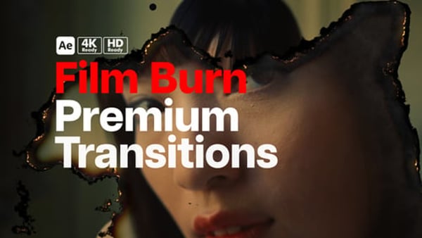 Premium Transitions Film Burn - Cinematic Light Leak Transition Effects Pack
