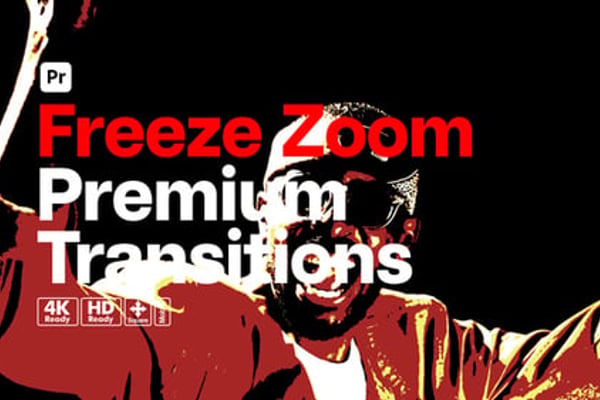 Premium Transitions Freeze Zoom for Premiere Pro – High Impact Zoom Cut Motion Effects Pack