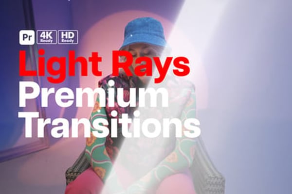 Premium Transitions Light Rays for Premiere Pro - Cinematic Volumetric Beam Transition Effects Pack
