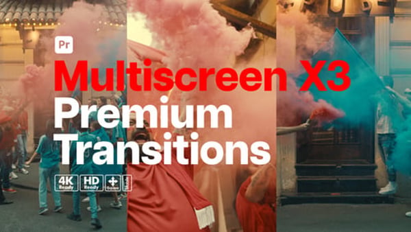 Premium Transitions Multiscreen X3 for Premiere Pro - Dynamic Split Screen Transition Effects Pack