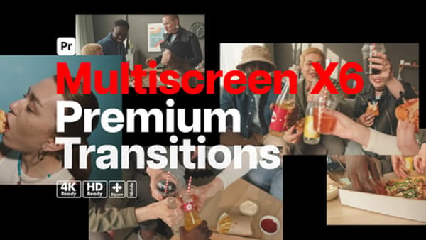 Premium Transitions Multiscreen X6 for Premiere Pro - Dynamic Split Screen Transition Effects Pack