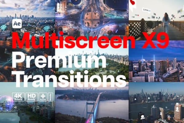 Premium Transitions Multiscreen X9 - Dynamic Split Screen Transition Effects Pack