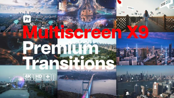 Premium Transitions Multiscreen X9 for Premiere Pro - Dynamic Split Screen Transition Effects Pack