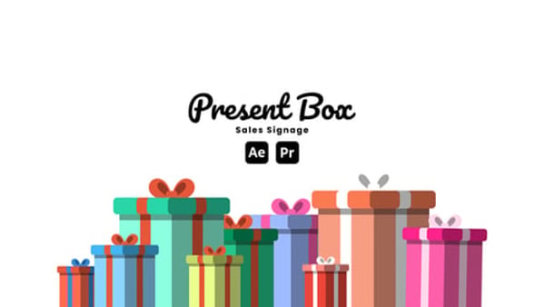 Present Box Sale Signage for After Effects & Premiere Pro – Gift Box Discounts