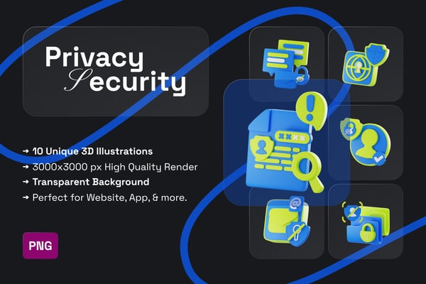 Privacy Security 3D Icon Pack