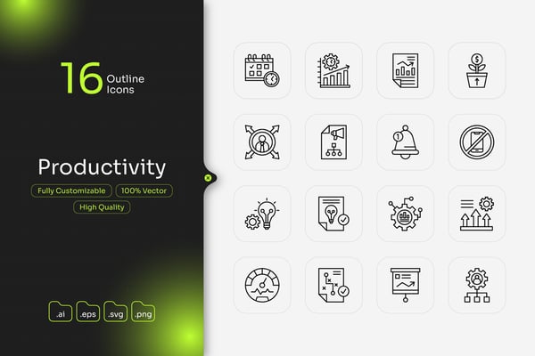 Productivity Outline Icon Set