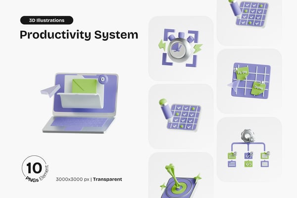 Productivity System 3D Icon Pack