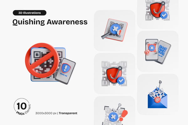 Quishing Awareness 3D Icon Pack