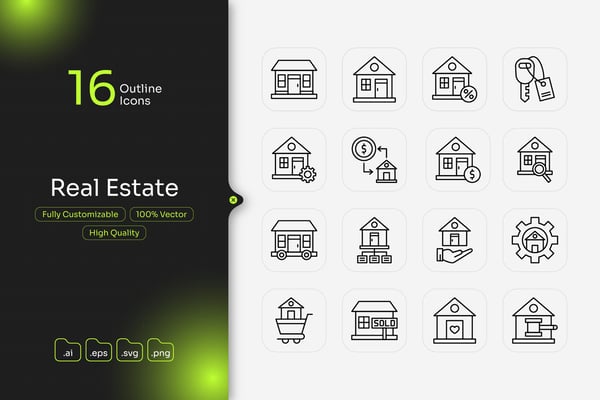 Real Estate Outline Icon Set