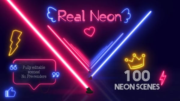 Realistic Neon Promo Scene Kit for After Effects – 100 Editable Scenes