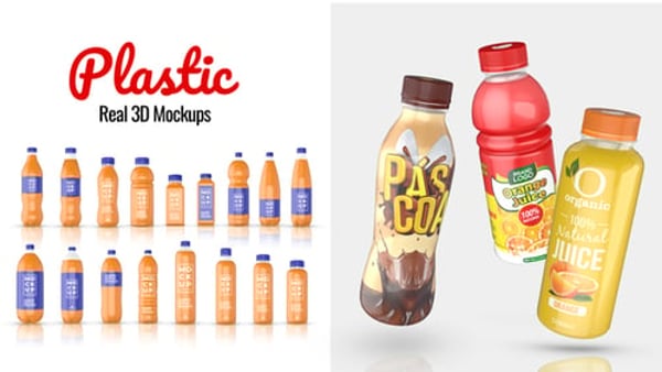 Realistic Plastic Bottle 3D Mockups for After Effects – 18 Element 3D Models