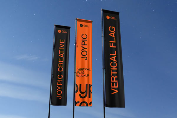 Realistic Vertical Flags Mockup
