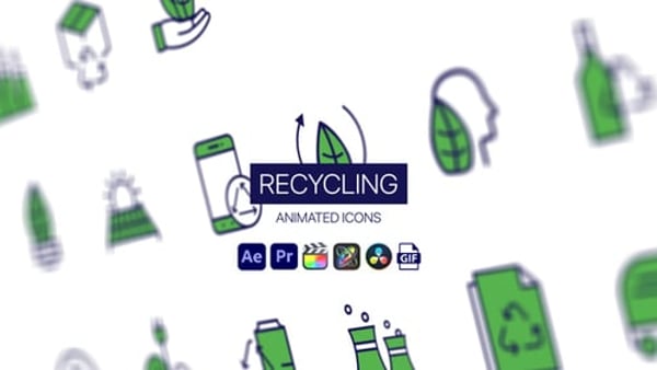 Recycling Animated Icons - Eco Recycling Motion Icons Animation Pack