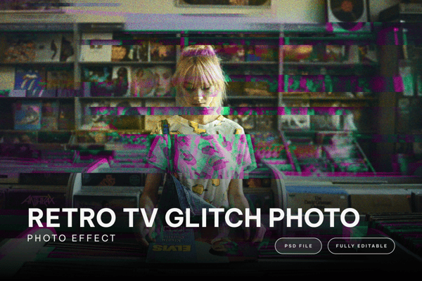 Retro Tv Glitch Photo Effect