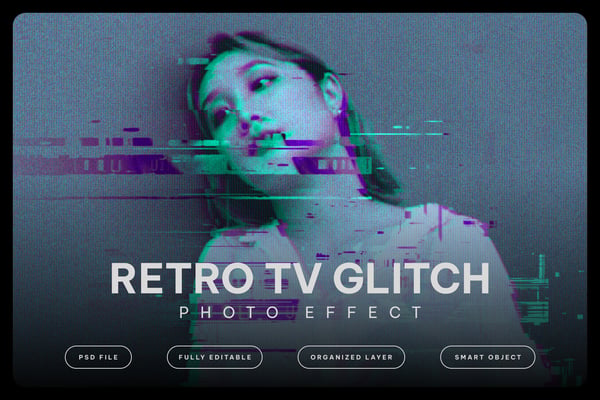 Retro TV Glitch Photo Effect