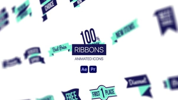 Ribbons Animated Icons - Decorative Ribbon Motion Icons Animation Pack