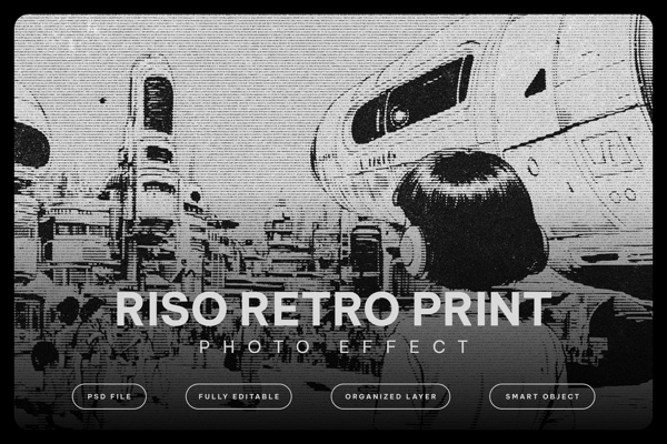 Riso Retro Print Photo Effect