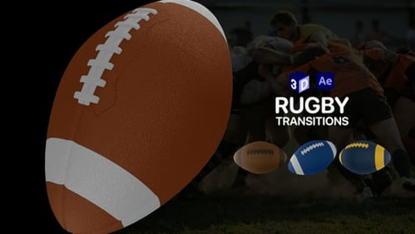 Rugby Ball Transitions for After Effects | 12 3D Overlays in 3 Aspect Ratios