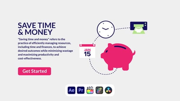 Save Time and Money Design Concept - Modern Business Efficiency Presentation Animation Template