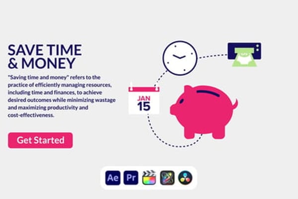 Save Time and Money Design Concept - Modern Business Efficiency Presentation Animation Template