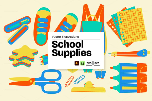 School Supplies Vector Element Set