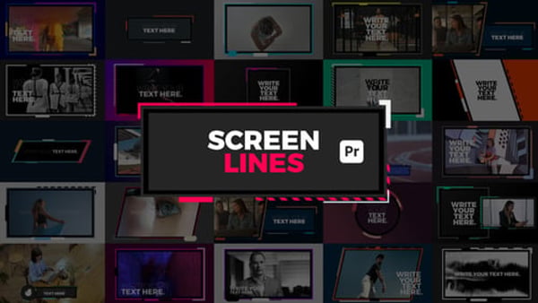 Screen Lines for Premiere Pro - Digital Scan Line Glitch Motion Effects Pack
