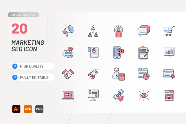 SEO & Marketing Filled Line Icon
