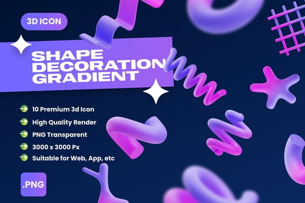 Shape Decoration Gradient 3D Icons