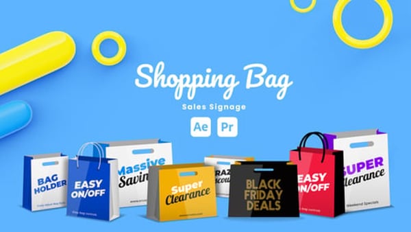 Shopping Bag Sale Signage for After Effects & Premiere Pro – Discount Promo Graphics