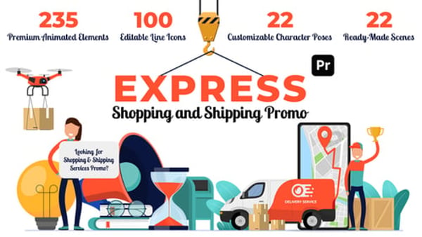 Shopping & Shipping Promo Template for Premiere Pro | Animated Delivery Scenes