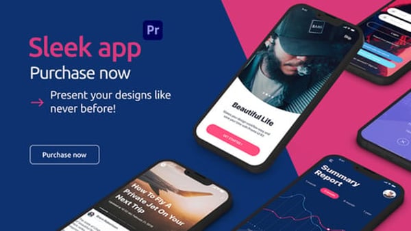 Sleek App Promo MOGRT for Premiere Pro | Ultra HD App Screen Showcase
