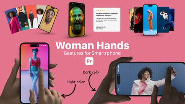 Smartphone Female Hand Gestures for Premiere Pro | App Promo & UI Showcase
