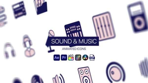 Sound & Music Animated Icons - Audio Music Motion Icons Animation Pack