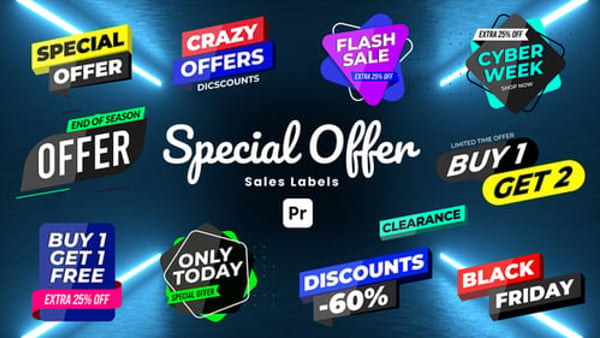 Special Offer Sale Labels for Premiere Pro | Discount Price Tag Graphics
