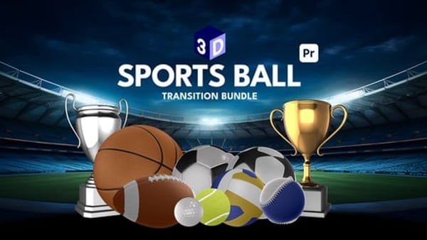Sports Ball Transitions MOGRT – 100+ Isolated Overlays for 4K/HD Edits