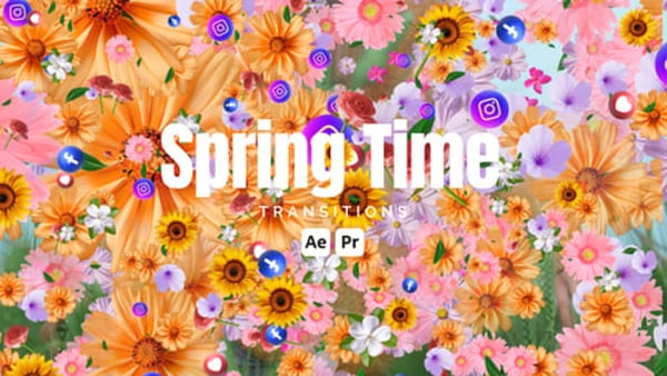 Spring Floral Particle Transitions for After Effects & Premiere Pro MOGRT – 12 Pack