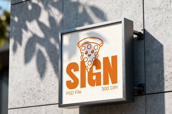 Square Wall Sign Mockup