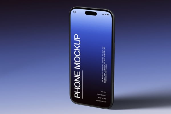 Standing Smartphone Mockup On Gradient Background