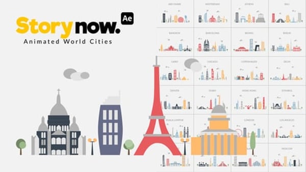 Story Now | Animated World Cities - Flat Design Global City Animation Template