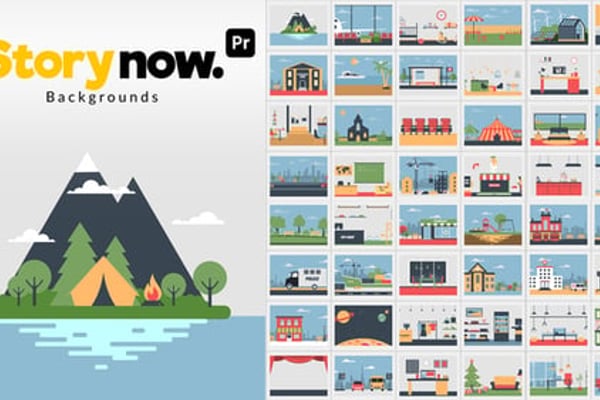 Story Now | Backgrounds for Premiere Pro - Flat Animated Motion Graphics Background Pack