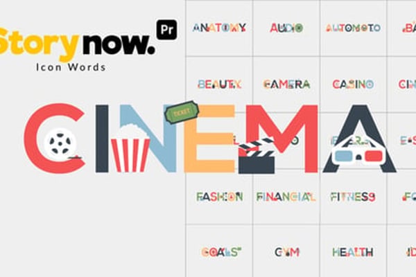 Story Now | Icon Words for Premiere Pro - Flat Animated Typography Icon Presentation Template