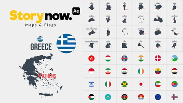 Story Now | Maps & Flags - Flat Animated World Map Flag Elements Pack