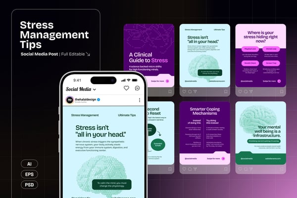 Stress Management Tips - Instagram Post